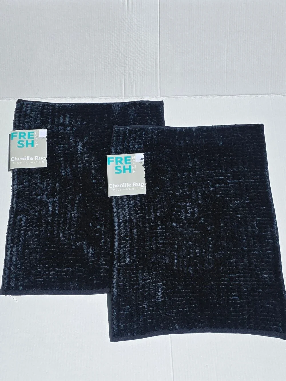 Fresh Home Black Chenille Noodle Rug Set (2pc)